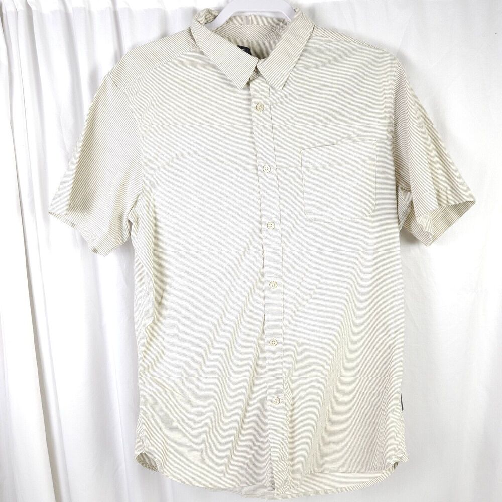 The North Face Men White Gray‎ Stripe Button Up Shirt Mens Large